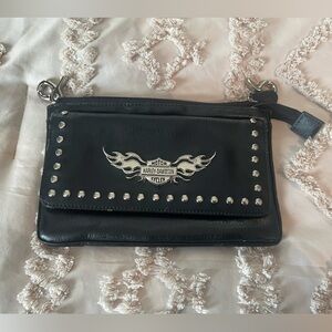 Harley-Davidson Black Leather Studded Clutch
